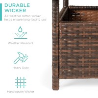 Best Choice Products Wicker Side Table With Umbrella Hole Square Pe Rattan Outdoor End Table For Patio Garden Poolside Deck