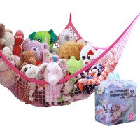Miniowls Rose Toy Hammock Organizer - Teddy Bear Hanging Storage For Girl'S Bedroom. Pinkalicious Fuchsia D?Cor Accent. Strong Quality Elastic (Pink, X-Large)