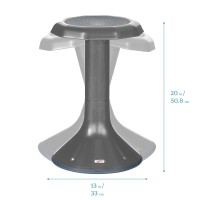 Ecr4Kids Ace Active Core Engagement Wobble Stool, 20-Inch Seat Height, Flexible Seating, Grey