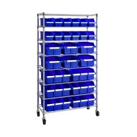 Seville Classics Commerical Grade Nsfcertified Bin Rack Storage Steel Wire Shelving System 24 Bins Blue