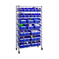 Seville Classics Commerical Grade Nsfcertified Bin Rack Storage Steel Wire Shelving System 24 Bins Blue