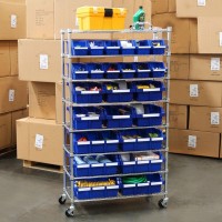 Seville Classics Commerical Grade Nsfcertified Bin Rack Storage Steel Wire Shelving System 24 Bins Blue