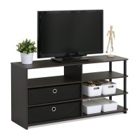 Jaya Simple Design Tv Stand For Up To 50-Inch With Bins, Walnut,
