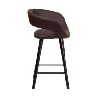 Brynn Series 2375 High Contemporary Cappuccino Wood Counter Height Stool in Brown Vinyl