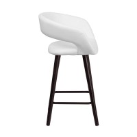 Brynn Series 23.75'' High Contemporary Cappuccino Wood Counter Height Stool In White Vinyl