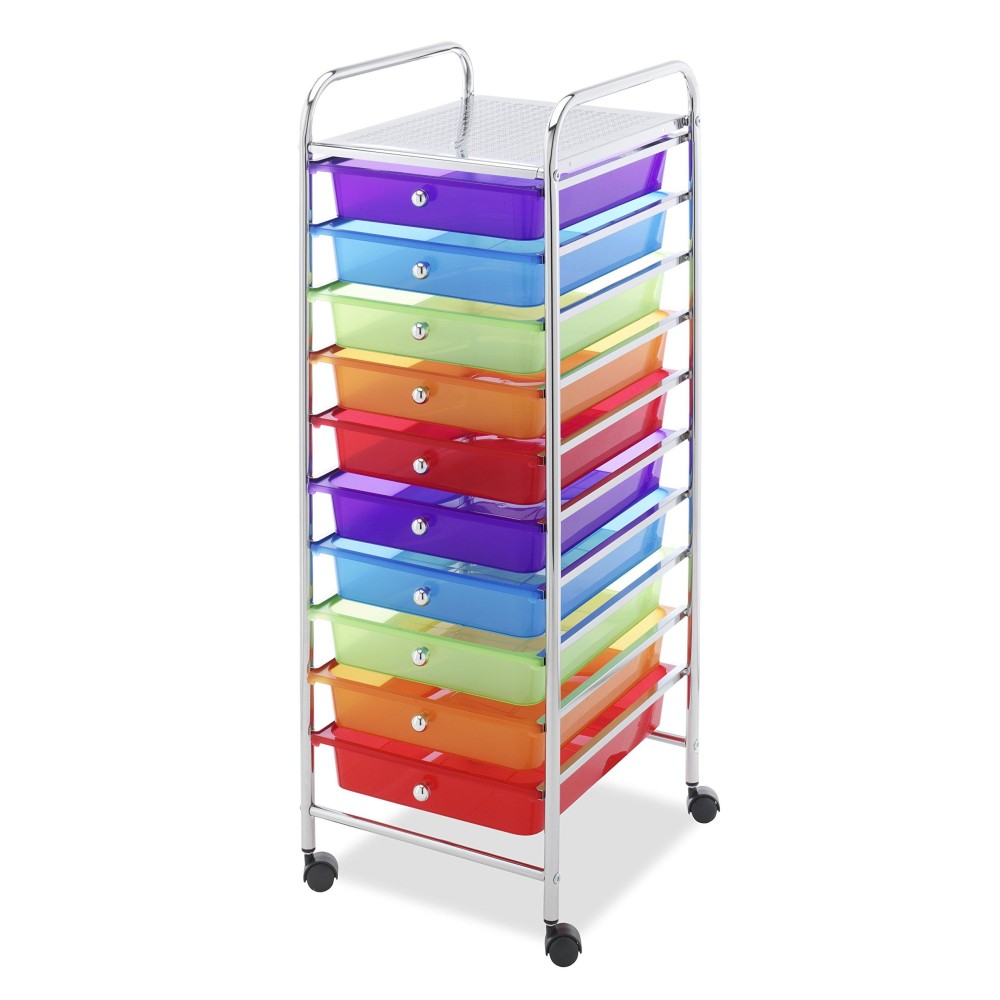 Whitmor 10 Drawer - Rolling Craft Organizer Cart - Chrome 15.25X13.50X35.25