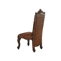 Acme Versailles Faux Leather Dining Side Chair In 2 Tone Brown Set Of 2