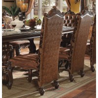 Acme Versailles Faux Leather Dining Side Chair In 2 Tone Brown Set Of 2