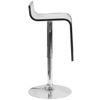 Contemporary White Plastic Adjustable Height Barstool with Chrome Drop Frame