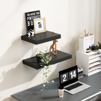 Welland 24 Inch Black Mission Floating Shelves For Wall Bathroom Wall Mount Shelves Wood Modern Display Shelves Book Shelves