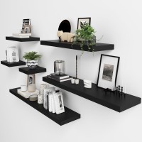 Welland 24 Inch Black Mission Floating Shelves For Wall Bathroom Wall Mount Shelves Wood Modern Display Shelves Book Shelves