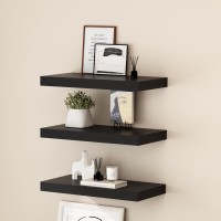 Welland 24 Inch Black Mission Floating Shelves For Wall Bathroom Wall Mount Shelves Wood Modern Display Shelves Book Shelves