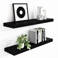 Welland 36 Inch Black Mission Floating Shelves For Wall Bathroom Wall Mount Shelves Wood Modern Display Shelves Book Shelves