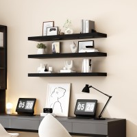 Welland 48 Inch Black Miassion Floating Shelves For Wall Bathroom Wall Mount Shelves Wood Modern Display Shelves Book Shelves