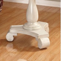 Roundhill Furniture Rene Round Wood Pedestal Side Table, Single, Antique White