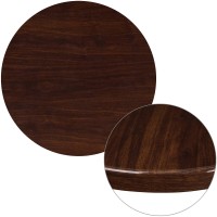 Flash Furniture Glenbrook 30'' Round High-Gloss Walnut Resin Table Top With 2'' Thick Drop-Lip