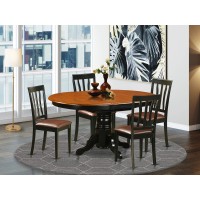 East West Furniture Avon 5 Piece Set For 4 Includes An Oval Table With Butterfly Leaf And 4 Faux Leather Kitchen Dining Chairs, 42X60 Inch, Avat5-Blk-Lc