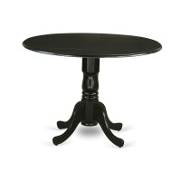 East West Furniture Dlan5-Blk-Lc 5 Piece Dining Table Set For 4 Includes A Round Kitchen Table With Dropleaf And 4 Faux Leather Dining Room Chairs, 42X42 Inch, Black