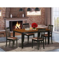 East West Furniture Nian5-Bch-Lc 5 Piece Kitchen Set For 4 Includes A Rectangle Dining Room Table With Butterfly Leaf And 4 Faux Leather Upholstered Chairs, 36X66 Inch, Black & Cherry