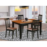 East West Furniture Pfan5-Bch-Lc Parfait 5 Piece Modern Set Includes A Square Wooden Table With Butterfly Leaf And 4 Faux Leather Upholstered Dining Chairs, 54X54 Inch