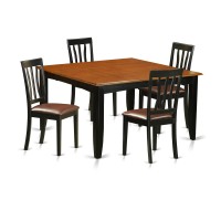 East West Furniture Pfan5-Bch-Lc Parfait 5 Piece Modern Set Includes A Square Wooden Table With Butterfly Leaf And 4 Faux Leather Upholstered Dining Chairs, 54X54 Inch