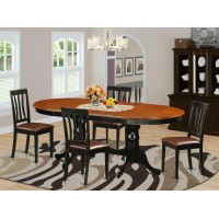 East West Furniture Plan5-Bch-Lc 5 Piece Room Furniture Set Includes An Oval Kitchen Table With Butterfly Leaf And 4 Faux Leather Upholstered Dining Chairs, 42X78 Inch