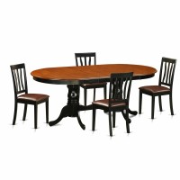 East West Furniture Plan5-Bch-Lc 5 Piece Room Furniture Set Includes An Oval Kitchen Table With Butterfly Leaf And 4 Faux Leather Upholstered Dining Chairs, 42X78 Inch