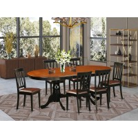East West Furniture Plan7-Bch-Lc 7 Piece Set Consist Of An Oval Dining Room Table With Butterfly Leaf And 6 Faux Leather Upholstered Chairs, 42X78 Inch