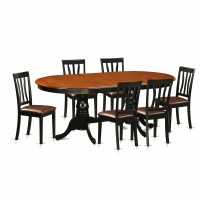 East West Furniture Plan7-Bch-Lc 7 Piece Set Consist Of An Oval Dining Room Table With Butterfly Leaf And 6 Faux Leather Upholstered Chairs, 42X78 Inch