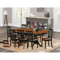 East West Furniture Plan9-Bch-Lc 9 Piece Room Set Includes An Oval Kitchen Table With Butterfly Leaf And 8 Faux Leather Upholstered Dining Chairs, 42X78 Inch