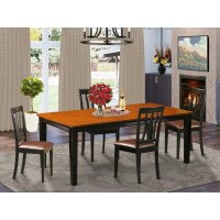 East West Furniture Quan5-Bch-Lc 5 Piece Set Includes A Rectangle Dining Room Table With Butterfly Leaf And 4 Faux Leather Upholstered Chairs, 40X78 Inch