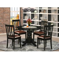 East West Furniture Shelton 5 Piece Kitchen Set Includes A Round Room Table With Pedestal And 4 Faux Leather Upholstered Dining Chairs, 42X42 Inch, Black