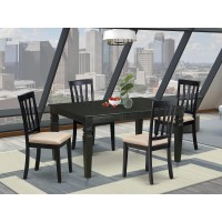 East West Furniture Wean5-Blk-C 5 Piece Kitchen Set Includes A Rectangle Dining Room Table With Butterfly Leaf And 4 Linen Fabric Upholstered Chairs, 42X60 Inch