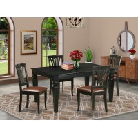 East West Furniture Weav5-Blk-Lc 5 Piece Modern Set Includes A Rectangle Wooden Table With Butterfly Leaf And 4 Faux Leather Dining Room Chairs, 42X60 Inch