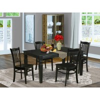 East West Furniture Wegr5-Blk-W 5 Piece Modern Set Includes A Rectangle Wooden Table With Butterfly Leaf And 4 Dining Chairs, 42X60 Inch