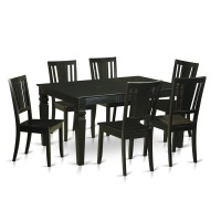 East West Furniture Wedu7-Blk-W 7 Piece Kitchen Set Consist Of A Rectangle Table With Butterfly Leaf And 6 Dining Chairs, 42X60 Inch, Black