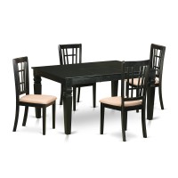 East West Furniture Weni5-Blk-C 5 Piece Dining Room Furniture Set Includes A Rectangle Kitchen Table With Butterfly Leaf And 4 Linen Fabric Upholstered Chairs, 42X60 Inch