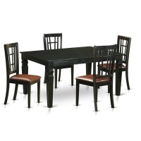 East West Furniture Weni5-Blk-Lc 5 Piece Dinette Set Includes A Rectangle Room Table With Butterfly Leaf And 4 Faux Leather Upholstered Dining Chairs, 42X60 Inch