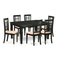East West Furniture Weni7-Blk-C 7 Piece Set Consist Of A Rectangle Dining Room Table With Butterfly Leaf And 6 Linen Fabric Upholstered Kitchen Chairs, 42X60 Inch
