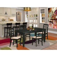 East West Furniture Wepf5-Blk-C 5 Piece Dining Room Furniture Set Includes A Rectangle Kitchen Table With Butterfly Leaf And 4 Linen Fabric Upholstered Chairs, 42X60 Inch, Black