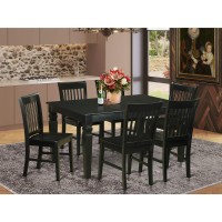 East West Furniture Weno7-Blk-W 7 Piece Modern Set Consist Of A Rectangle Wooden Table With Butterfly Leaf And 6 Dining Chairs, 42X60 Inch