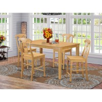 East West Furniture Capri 5 Piece Counter Height Set Includes A Rectangle Dinette Table And 4 Kitchen Dining Chairs, 36X60 Inch, Oak