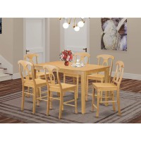 East West Furniture Capri 7 Piece Counter Height Set Consist Of A Rectangle Kitchen Table And 6 Dining Chairs, 36X60 Inch, Oak