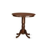 East West Furniture Jach3-Mah-C 3 Piece Counter Height Dining Set Contains A Round Dining Room Table With Pedestal And 2 Linen Fabric Upholstered Chairs, 36X36 Inch, Mahogany