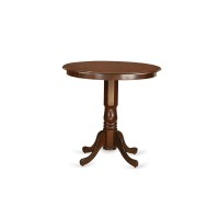 East West Furniture Jach5-Mah-C 5 Piece Counter Height Dining Table Set Includes A Round Kitchen Table With Pedestal And 4 Linen Fabric Upholstered Dining Chairs, 36X36 Inch, Mahogany