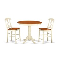 East West Furniture Jake5-Mah-W 5 Piece Counter Height Dining Table Set Includes A Round Wooden Table With Pedestal And 4 Kitchen Dining Chairs, 36X36 Inch, Mahogany