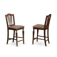 East West Furniture Vnch3-Mah-C Vernon 3 Piece Kitchen Counter Height Dining Set Contains A Square Pub Table And 2 Linen Fabric Upholstered Chairs, 36X36 Inch, Mahogany