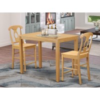 East West Furniture Yake3-Mah-W 3 Piece Counter Height Dining Table Set Contains A Rectangle Wooden Table And 2 Kitchen Dining Chairs, 30X48 Inch, Mahogany