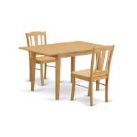 East West Furniture Nodl3-Oak-W Norfolk 3 Piece Room Set Contains A Rectangle Kitchen Table With Butterfly Leaf And 2 Dining Chairs, 32X54 Inch