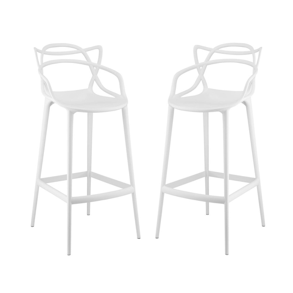 Modway Entangled Bar Stool (Set Of 2), White